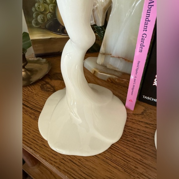 Cream Lilypad Pair Of Candlestick Holders Cottagecore - Picture 8 of 8